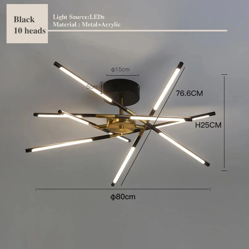 suspension lumineuse or blanc moderne sources lumineuses étoile lignes droites