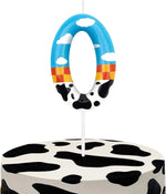 bougies numérotées anniversaire dessin animé motif animalier vache nuages carreaux