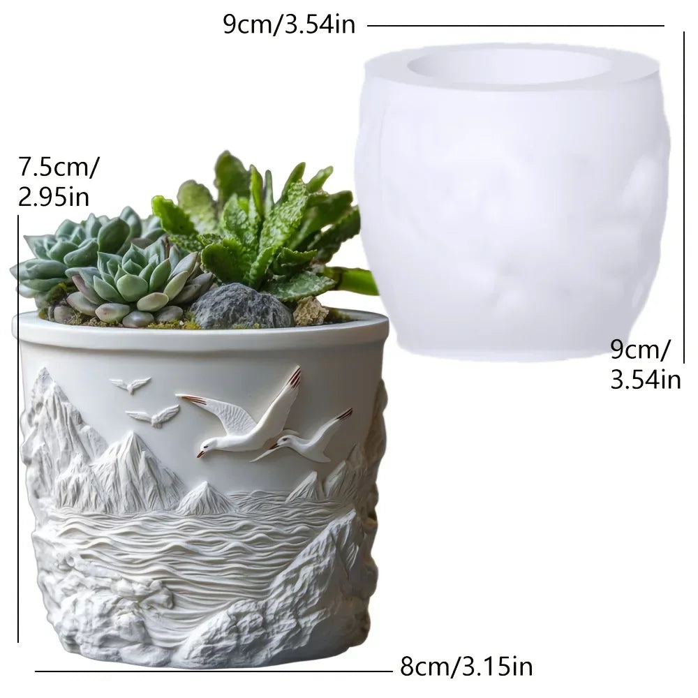moule silicone cache pot crâne fleurs décoratif résine plante succulente jardin objet artisanal noir