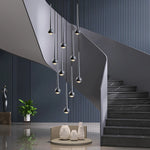 suspension lumineuse argentée gouttes pluie contemporaine fil 2000 82000 lumens chambre salon étude