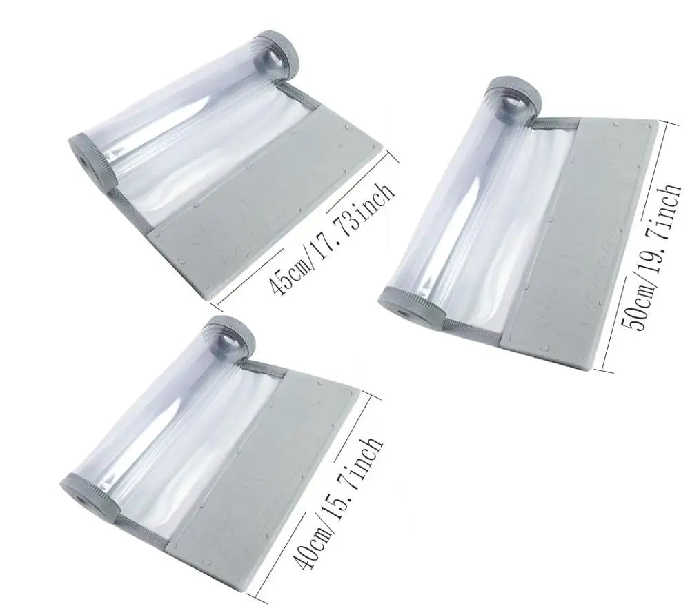 Comparaison des tailles disponibles pour rideau PVC transparent chez Ombre Interieur