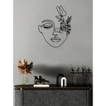 décoration murale moderne femme noir fleurs contour minimaliste métal opacité 25x35cm