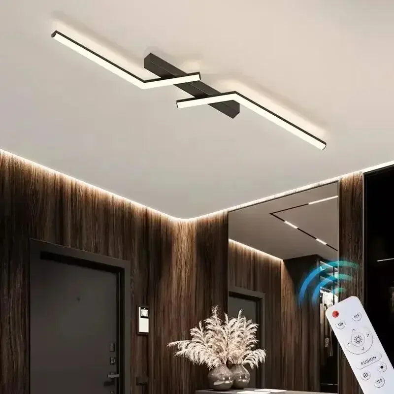 lampe moderne minimaliste noir blanc rectangulaire lisse 60cm 80cm 100cm 120cm led stepless dimming