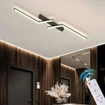 lampe moderne minimaliste noir blanc rectangulaire lisse 60cm 80cm 100cm 120cm led stepless dimming