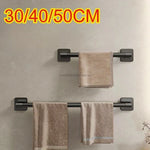 porte serviettes mural adhésif noir alliage aluminium poli industriel salle bain 30 40 50cm
