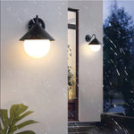 applique murale extérieure led moderne minimaliste noir blanche sphere e27 fixée mur plaque