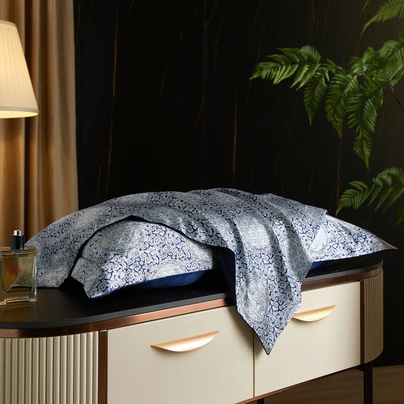 drap lit vert clair blanc motif feuilles bambou coton doux coton naturel