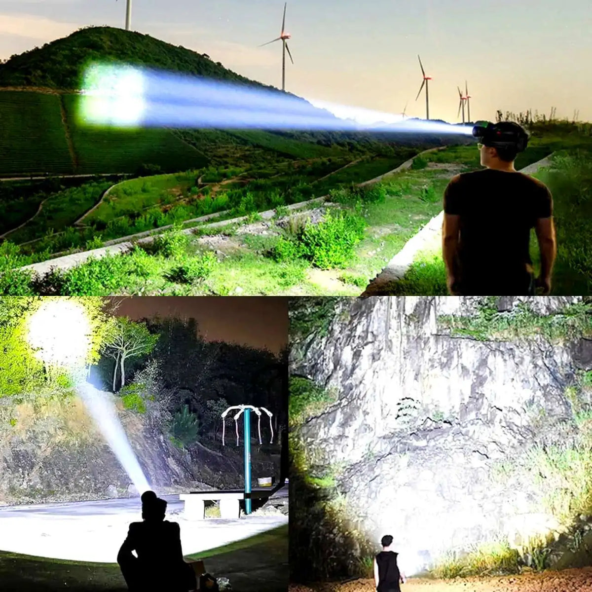 lampe frontale led rechargeable noire bande ajustable headlight imprimée mode haut bas camping pêche