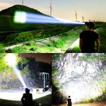 lampe frontale led rechargeable noire bande ajustable headlight imprimée mode haut bas camping pêche