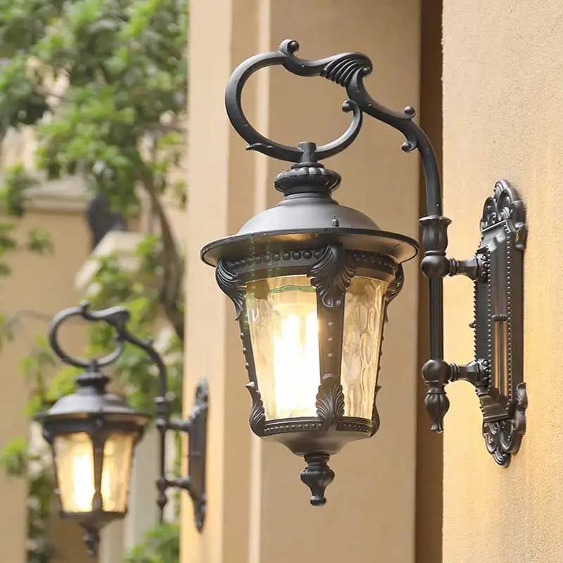 lampe murale or noir ornements sculptés verre texturé classique baroque eyeletsextérieur ip65 led 12v