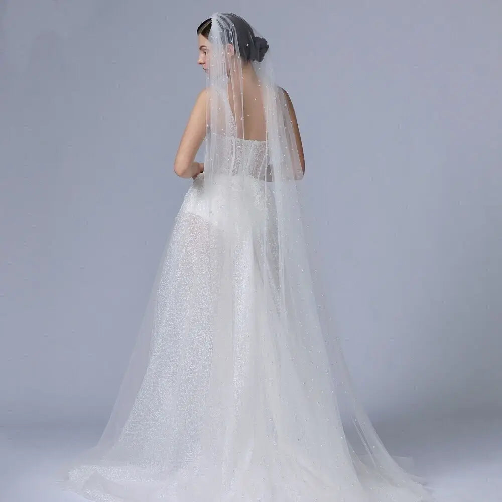voile mariée blanc classique bord coupé monocouche féminin adulte élégant translucent erotique
