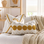 taies d'oreiller géométriques boho chic tassel beige coton polyester 45x45cm