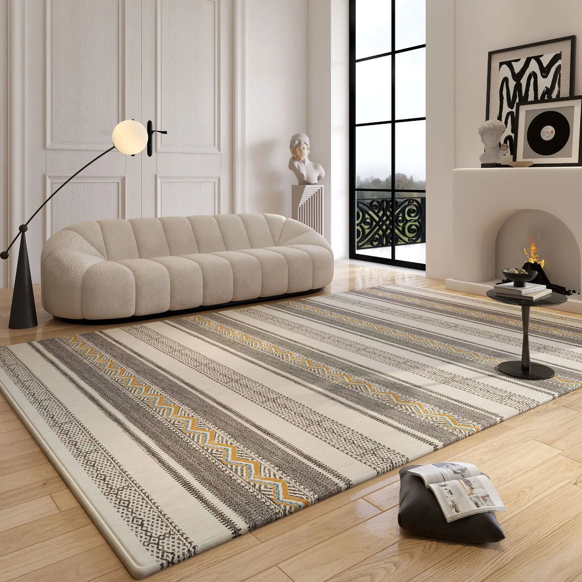 tapis multicolore carreaux géométriques moderne salon chambre extérieur polypropylène polyester lavable main machine