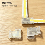 connecteur angle droit 90 degrés ruban led cob clips fixation pression transparent blanc