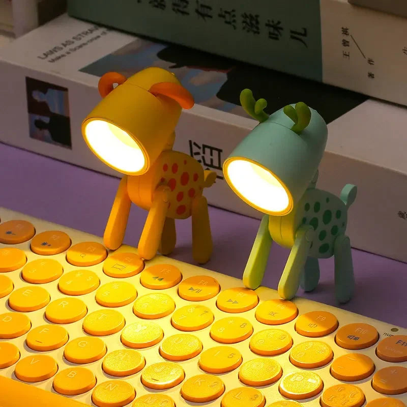 veilleuse pliante animaux chien girafe lampe table bleu jaune rose modernes clips
