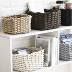 panier tissé main pliable respectueux environnement gris clair blanc noir rustic