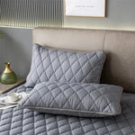 taies d'oreiller patchwork gris clair moderne imperméables respectueuses environnement polyester 300 fils geometrique maison