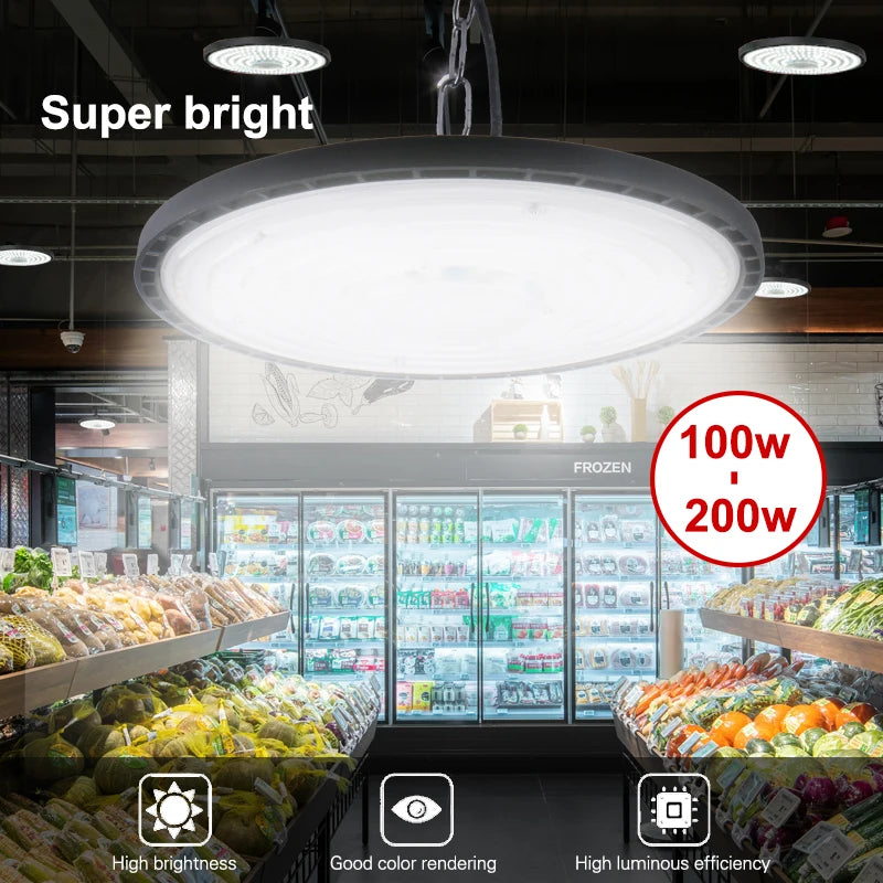 lampe led industrielle moderne 200w 150w 100w aluminium noir suspension chaines