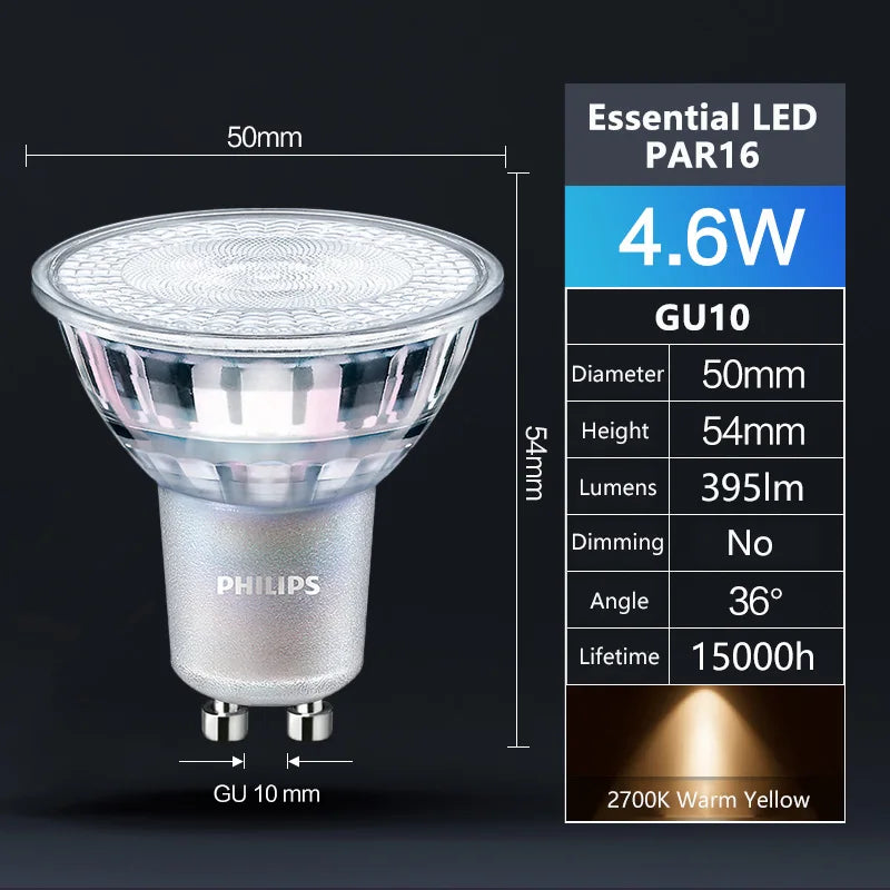 ampoule led gu10 2700k 6500k 4w 250lm blancs classiques 36deg 15000h
