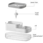 distributeur savon mousse support éponge moderne adhésif blanc uni cuisine salle bain