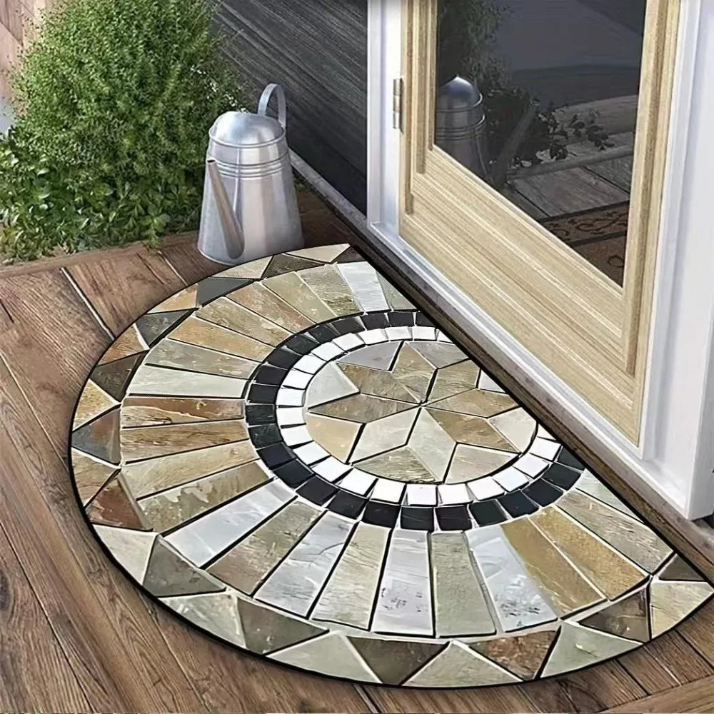 tapis porte demi rond motif floral moderne antidérapant lavable divers couleurs abeilles mandala