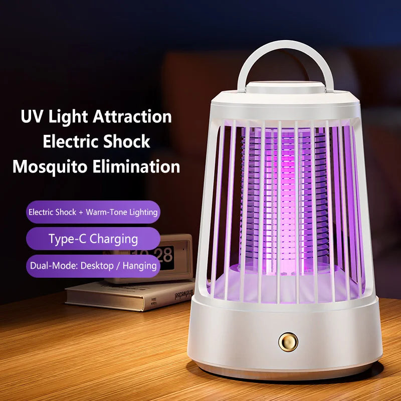 lampe anti moustiques rechargeable usb bleu moderne poignée grille protection chambre camping