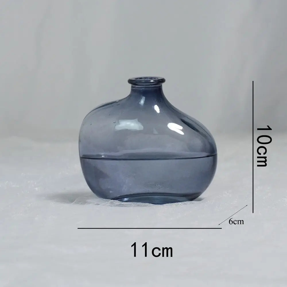 vases verre bleu marron transparent modernes minimaux fleurs artificielles 9cm 10cm 11cm