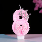 bougies numériques anniversaire filles pailletées rose couronne strass nœud papillon festive