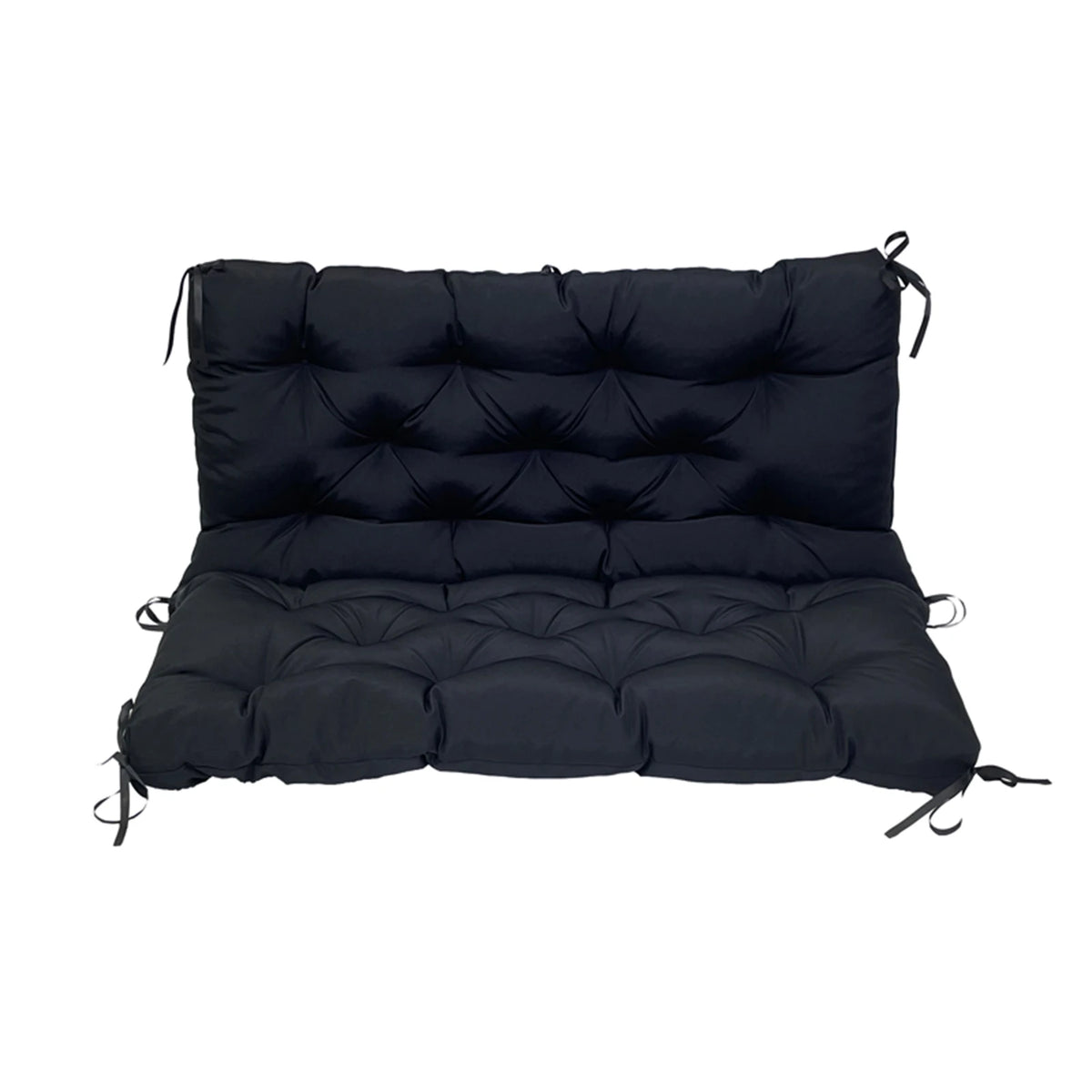 coussin balançoire extérieur gris capitonné imperméable rubans fixation banc jardin moderne