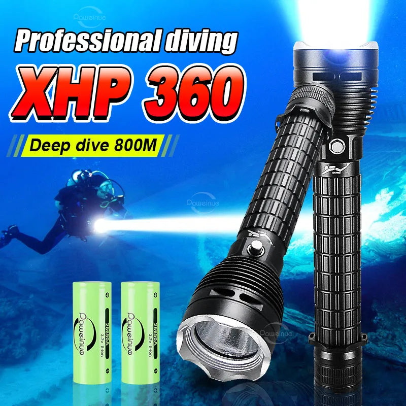 lampe poche plongée sous marine led 98w 500m lumiere intense résistante auto défense camping