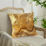 housse coussin carré or beige marbré décoratif moderne polyester fixations chaise salon chambre voiture
