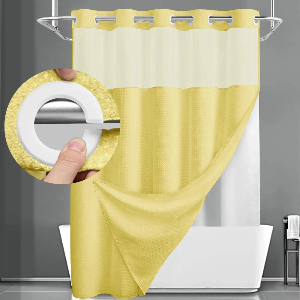 rideau douche moderne blanc translucide polyester 183x190cm anneau intégré