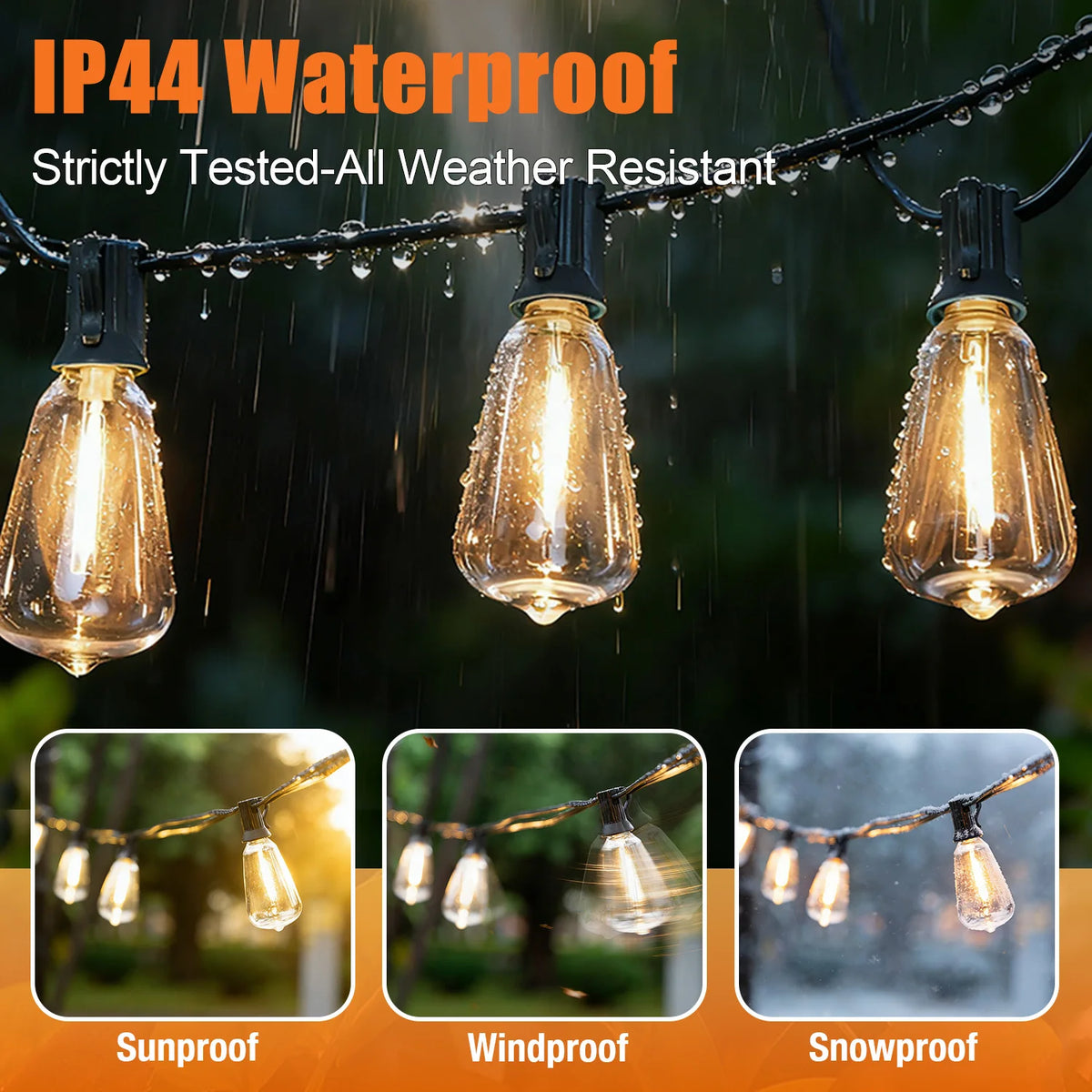 guirlande lumineuse led transparente dorée verre teinté forme cloche vintage clips noirs télécommande imperméableextérieur