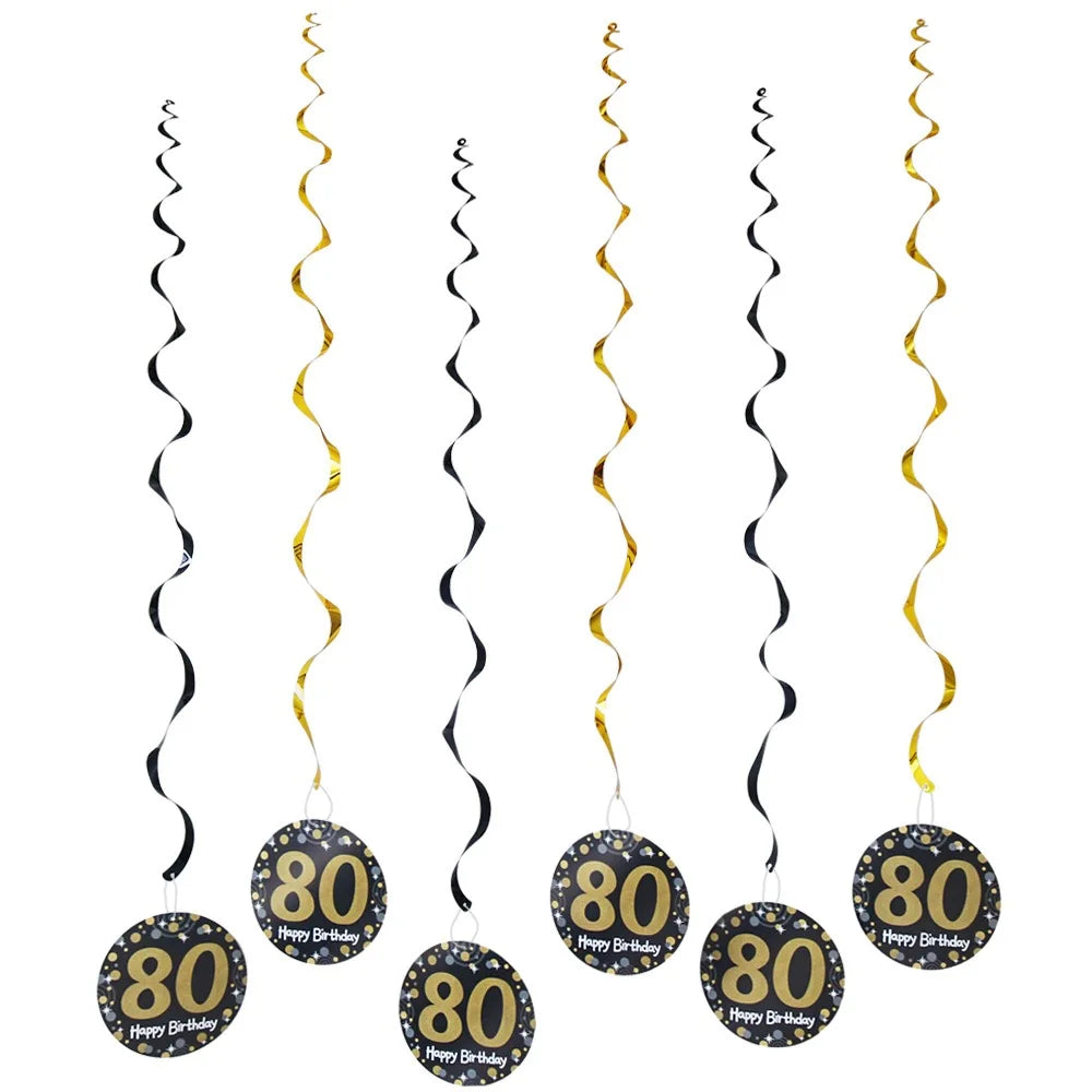 décoration suspendue anniversaire moderne numéros 13 16 18 21 noir points dorés festive