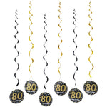 décoration suspendue anniversaire moderne numéros 13 16 18 21 noir points dorés festive
