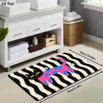 tapis moderne graphique chat dessin animé noir blanc rose bleu gris antidérapant polyester feutre