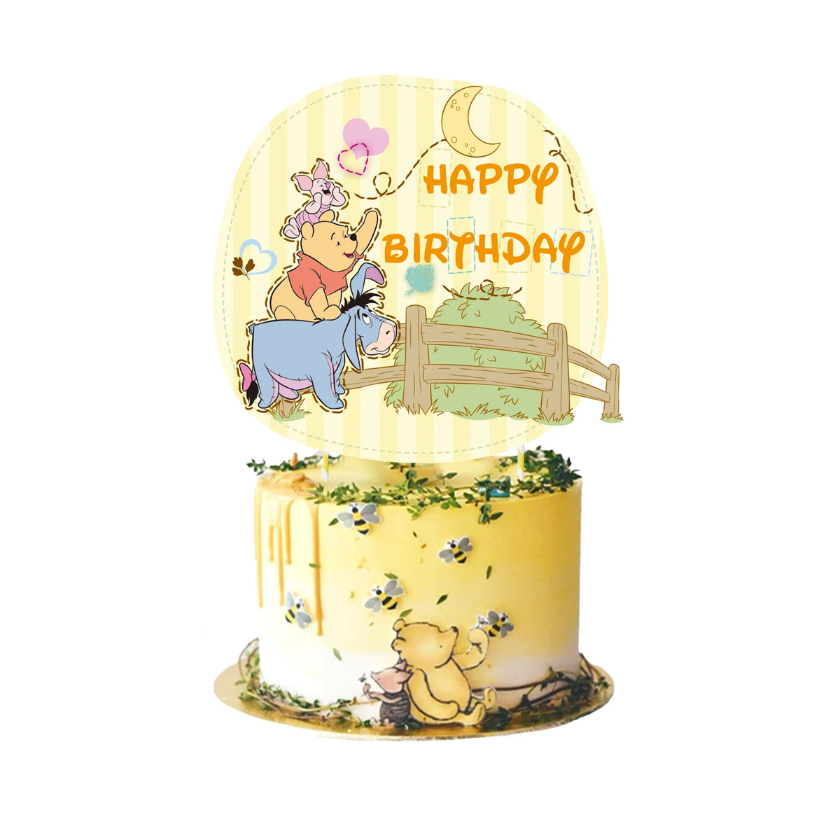 décorations anniversaire winnie pooh multicolore cupcakes gâteau adhésif dessins animés friends cartoon festives fournitures