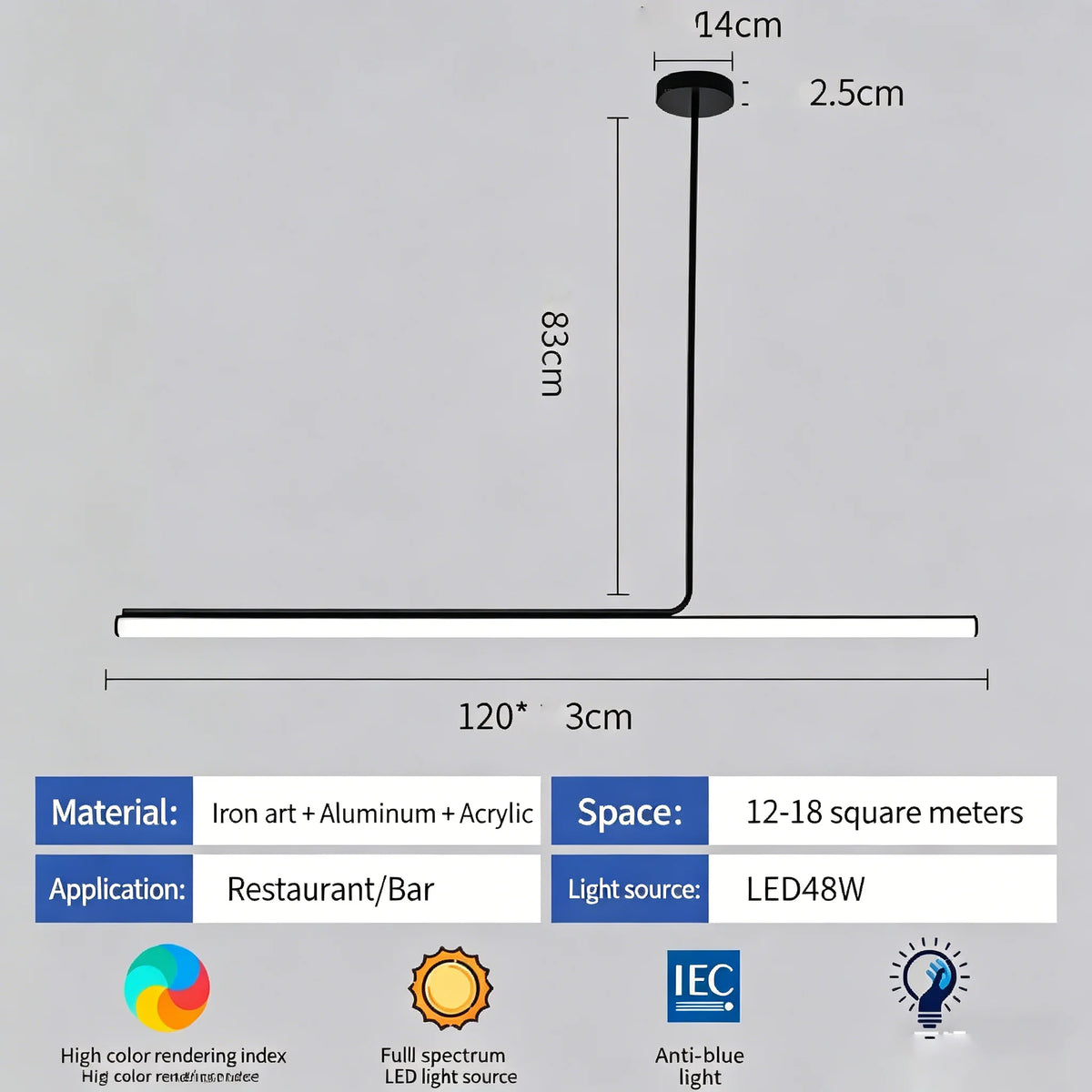 lampe suspendue led moderne noire blanche lisse intérieure table bar