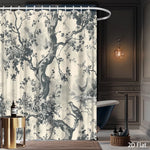rideau douche polyester arbre oiseaux classique naturel gris beige moderneôtelte