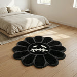 tapis marron moderne fleurs visages tapis antidérapant chambre salon polyestère fluffy