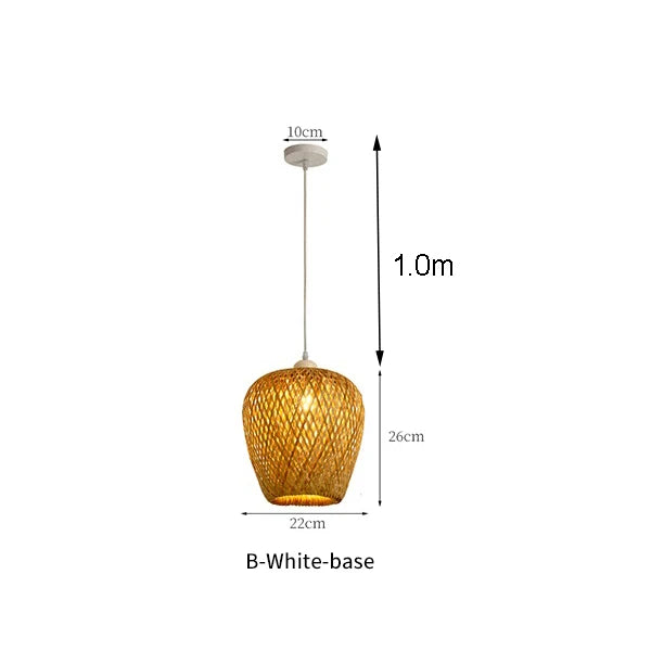 suspension lumineuse bambou tissé naturel moderne rustique 36cm 26cm 30cm echangible e27