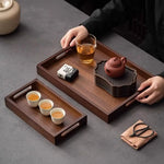 plateau service bois marron poignées moderne minimaliste théière tasses thé