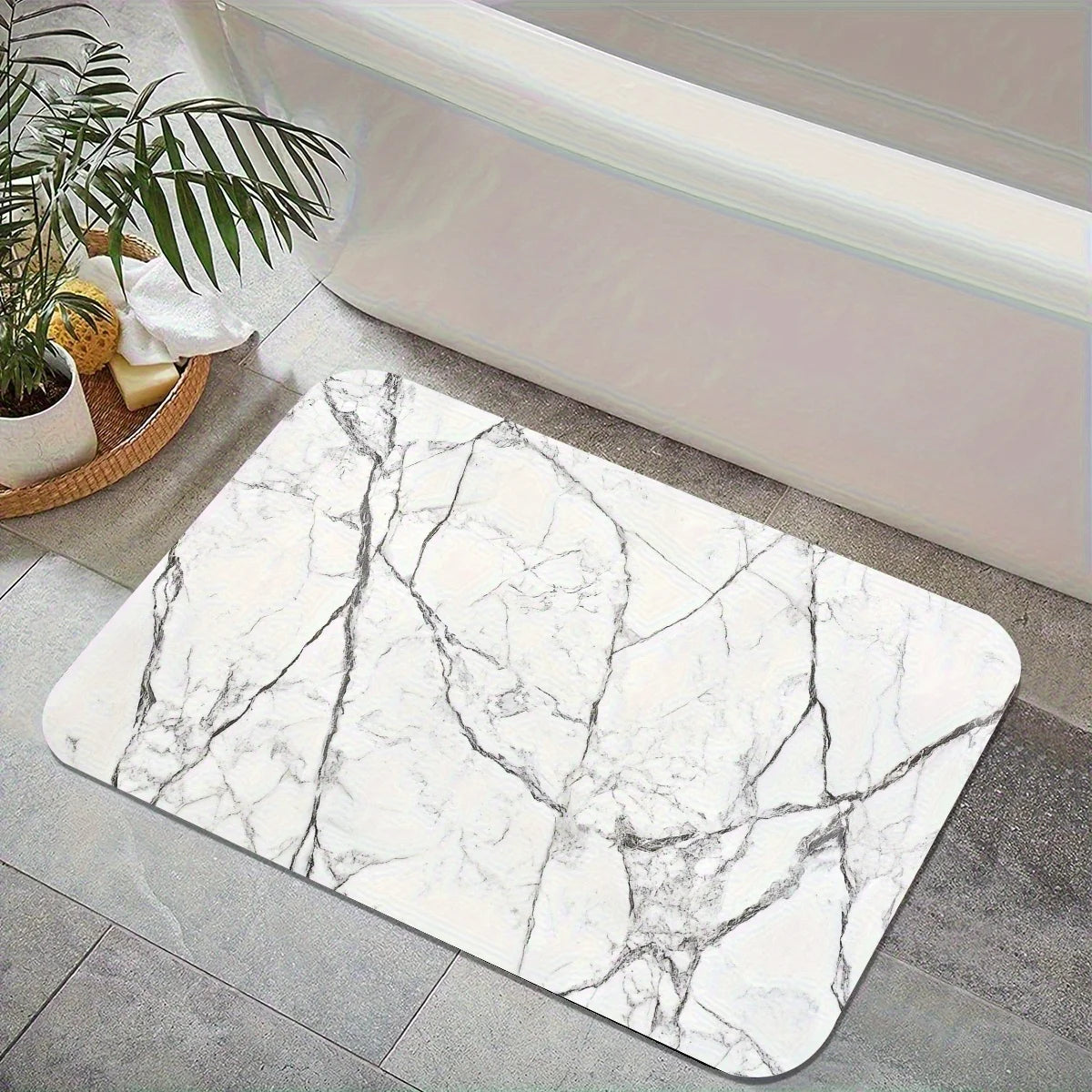 tapis moderne marbre blanc gris antidérapant imperméable salon bain rapide sècheporte