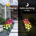 fleurs artificielles lumineuses rouge rose jaune blanche modernes extérieures patio jardin decoration fete noel