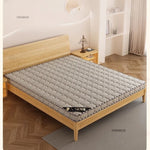 matelas cocotier naturel ferme chambre moderne blanc gris motif géométrique maison location confort