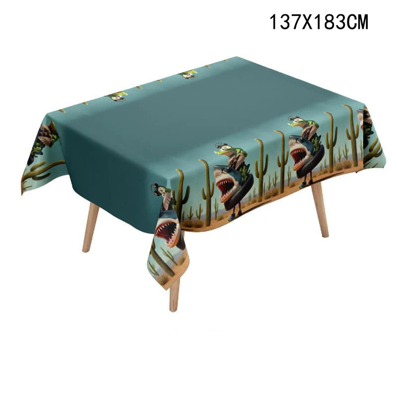 nappes jetables enfants motifs animaux fruits paysage anniversaire bleu marron vert turquoise festive