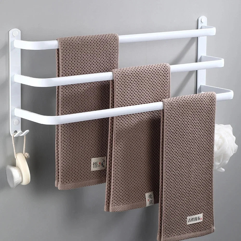 porte serviettes mural blanc moderne aluminium laqué clips trois étages salle bain
