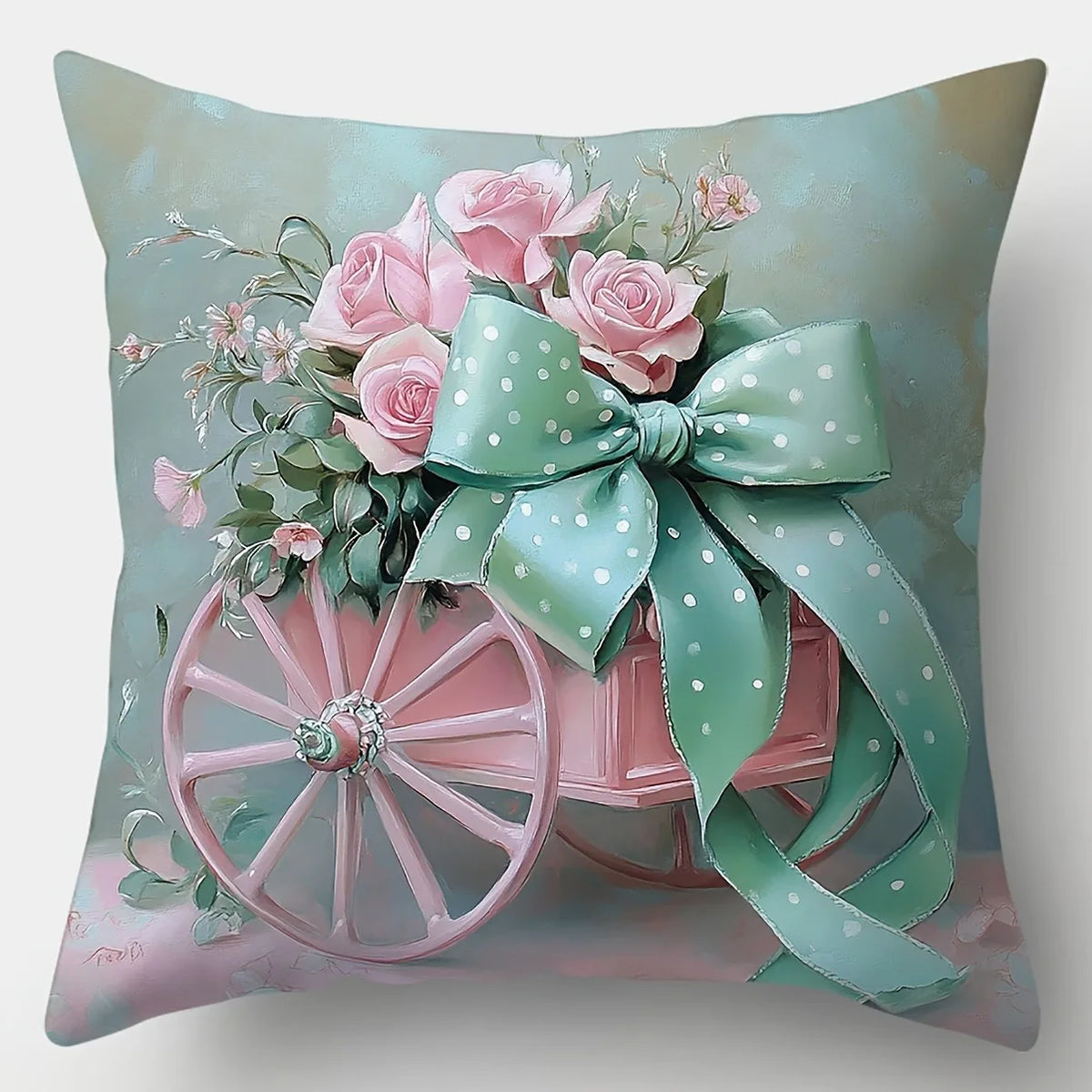 housse coussin motif floral vintage rose pois décor maison lit canapéversible polyester