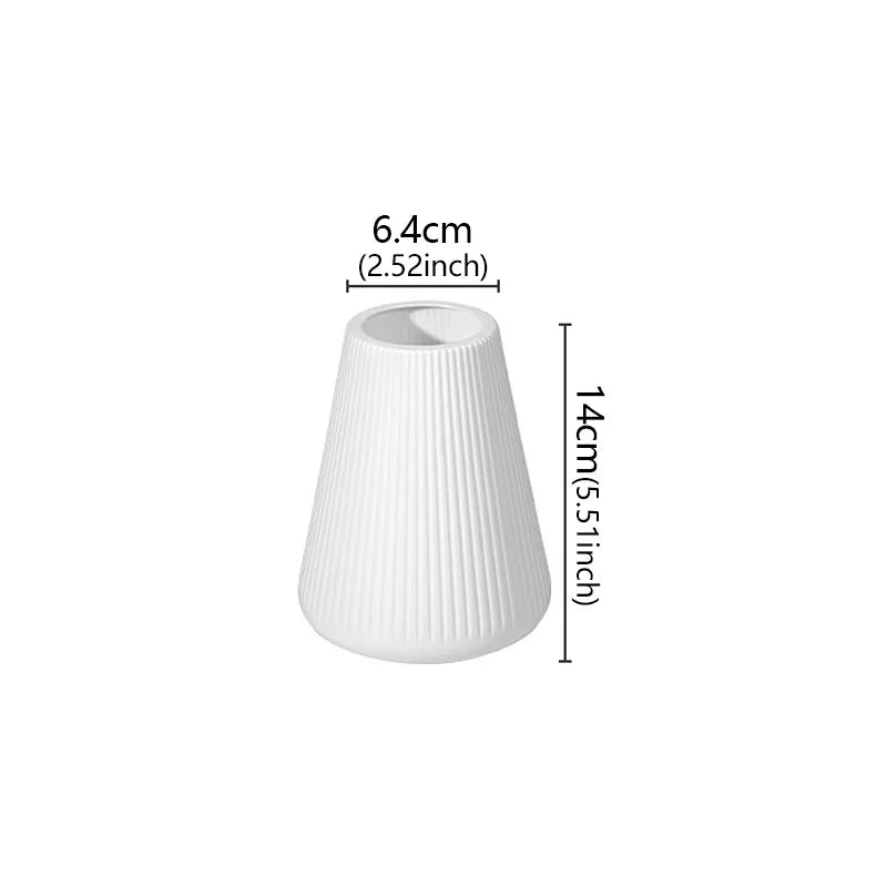 vases blancs rayures verticales modernes bouquets fleurs artificielles durable table decoration