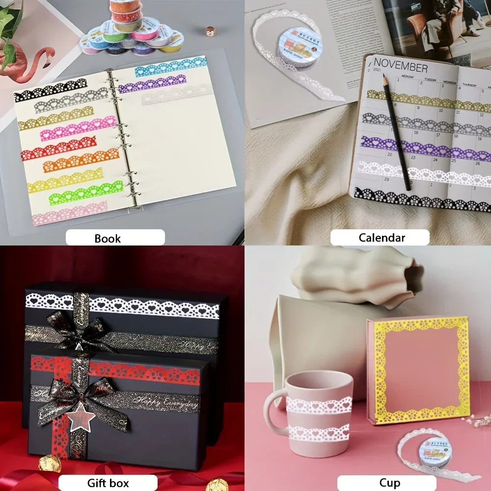 ruban décoratif dentelle blanche adhésif noir bleu gris violet orange rose jaune classique